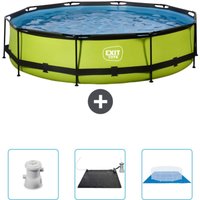 Exit Toys - exit Runder Pool mit Kalkrahmen – 360 x 76 cm – Inklusive Zubehör CB91 von EXIT TOYS