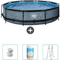 Exit Toys - exit Runder Steinrahmenpool – 360 x 76 cm – Inklusive Zubehör CB96 von EXIT TOYS