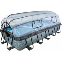 Exit Stone Pool 540x250x100cm mit Sandfilterpumpe und Abdeckung und Wärmepumpe - grau von EXIT TOYS