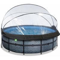 Exit Toys - exit Stone Pool ø427x122cm mit Sandfilterpumpe und Abdeckung - grau von EXIT TOYS