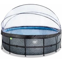 Exit Toys - exit Stone Pool ø450x122cm mit Sandfilterpumpe und Abdeckung - grau von EXIT TOYS
