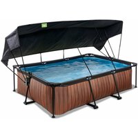 Exit Wood Pool 220x150x65cm mit Filterpumpe und Sonnensegel - braun von EXIT TOYS