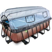 Exit Wood Pool 400x200x122cm mit Sandfilterpumpe und Abdeckung und Wärmepumpe - braun von EXIT TOYS