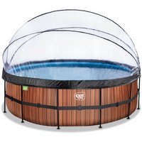 Exit Wood Pool ø450x122cm mit Sandfilterpumpe und Abdeckung und Wärmepumpe - braun von EXIT TOYS
