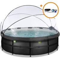 EXIT Framepool ""Black Leather Pool"", (Set), mit Sandfilterpumpe und Abdeckung und Zubehörset - schwarz von EXIT