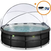 EXIT Framepool ""Black Leather Pool"", (Set), mit Sandfilterpumpe und Abdeckung und Zubehörset - schwarz von EXIT
