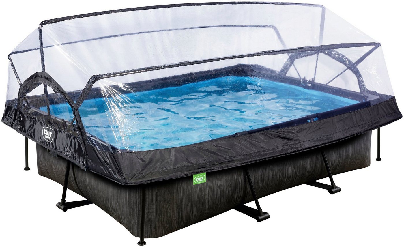 EXIT Framepool Black Wood Pool 300x200x65cm, mit Filterpumpe und Abdeckung - schwarz von EXIT