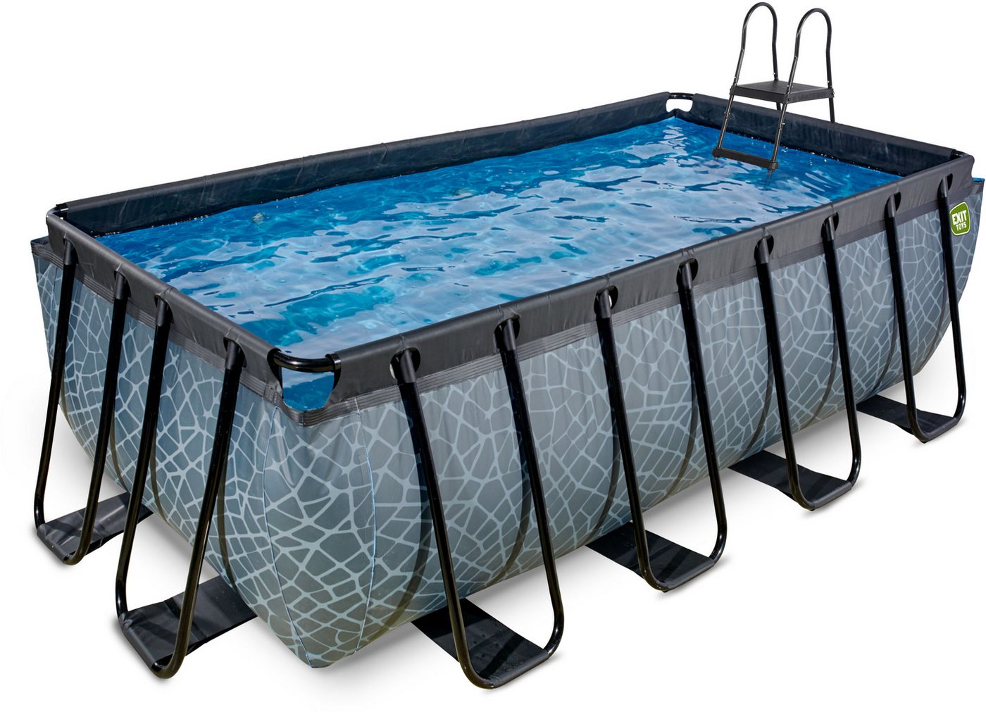 EXIT Framepool Stone Pool BxTxH: 400x200x122cm, mit Sandfilterpumpe und Poolleiter, grau von EXIT