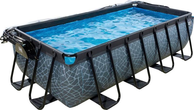 EXIT Framepool inkl. Poolabdeckung und Wärmepumpe (Set, 5-tlg), 5-tlg., BxLxH: 200x400x100 cm, mit Sandfilteranlage und Poolleiter von EXIT