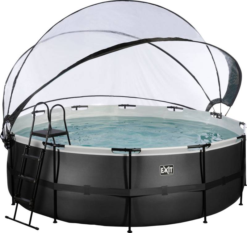 EXIT Framepool inkl. multifunktionaler Poolabdeckung & Wärmepumpe (Set, 5-tlg), ØxH: 427x122 cm, mit Sandfilteranlage und Sicherheitsleiter von EXIT