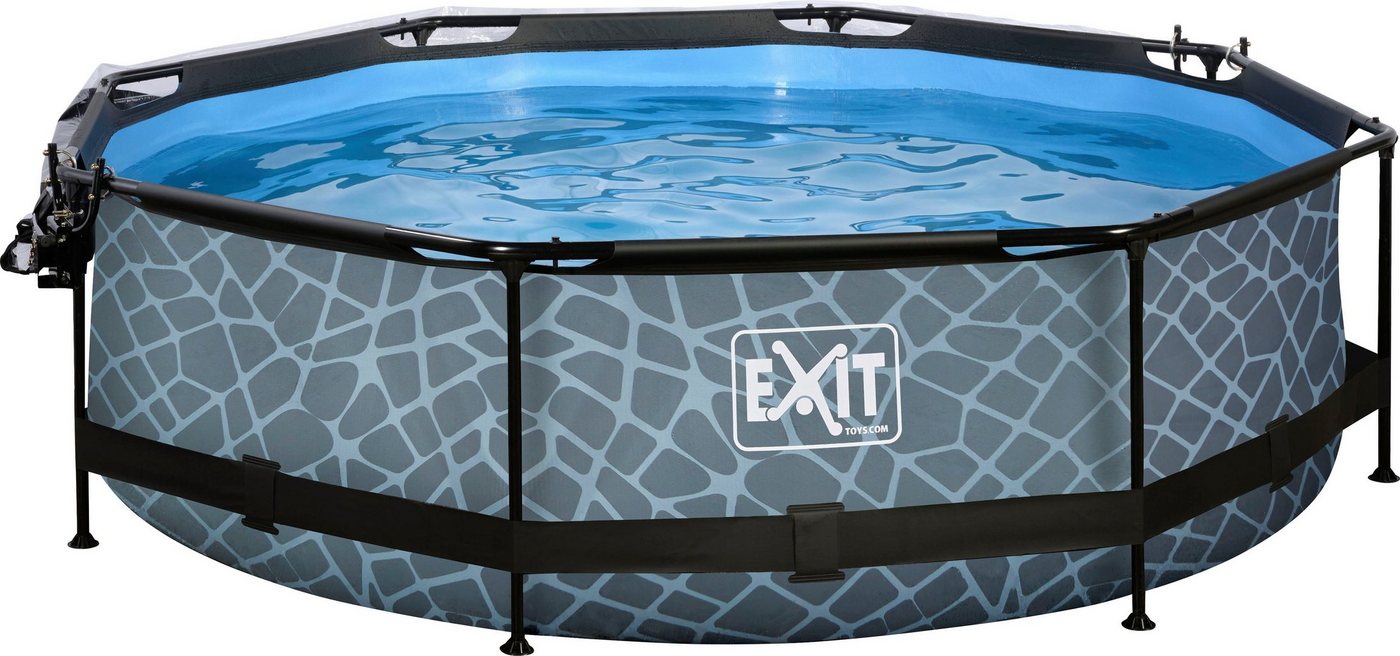 EXIT Framepool Stone, ØxH: 300x76 cm, mit Filterpumpe und Abdeckung von EXIT