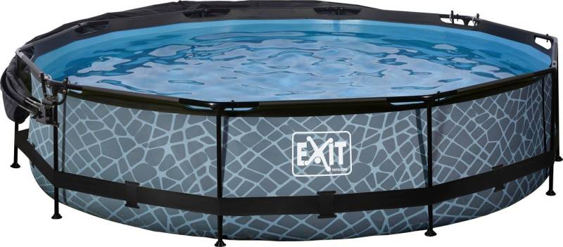 EXIT Framepool inkl. Sonnensegel (Set, 4-tlg), ØxH: 360x76 cm, mit Kartuschen-Filterpumpe & Filterkartusche von EXIT