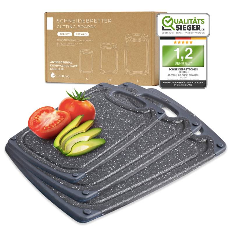 Frühstücksbrettchen - 3er-Set - Marmoroptik Schwarz von EXITOSO