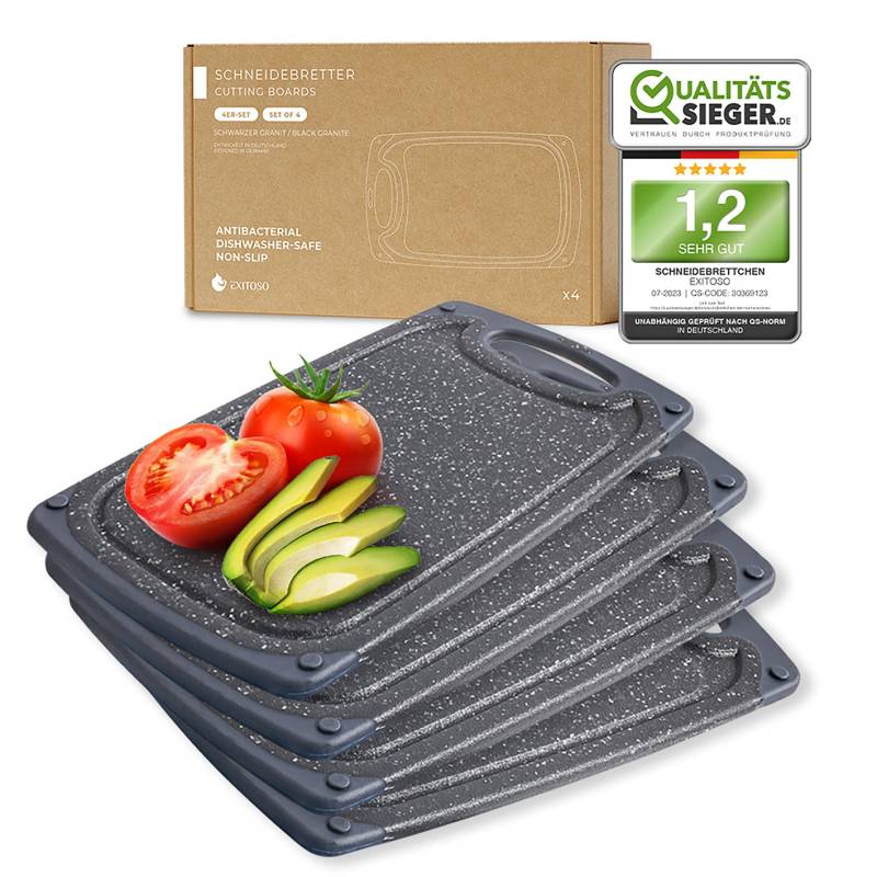 Frühstücksbrettchen - 4er-Set - Marmoroptik Schwarz von EXITOSO