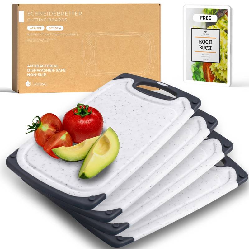 Frühstücksbrettchen - 4er-Set - Marmoroptik Weiß von EXITOSO