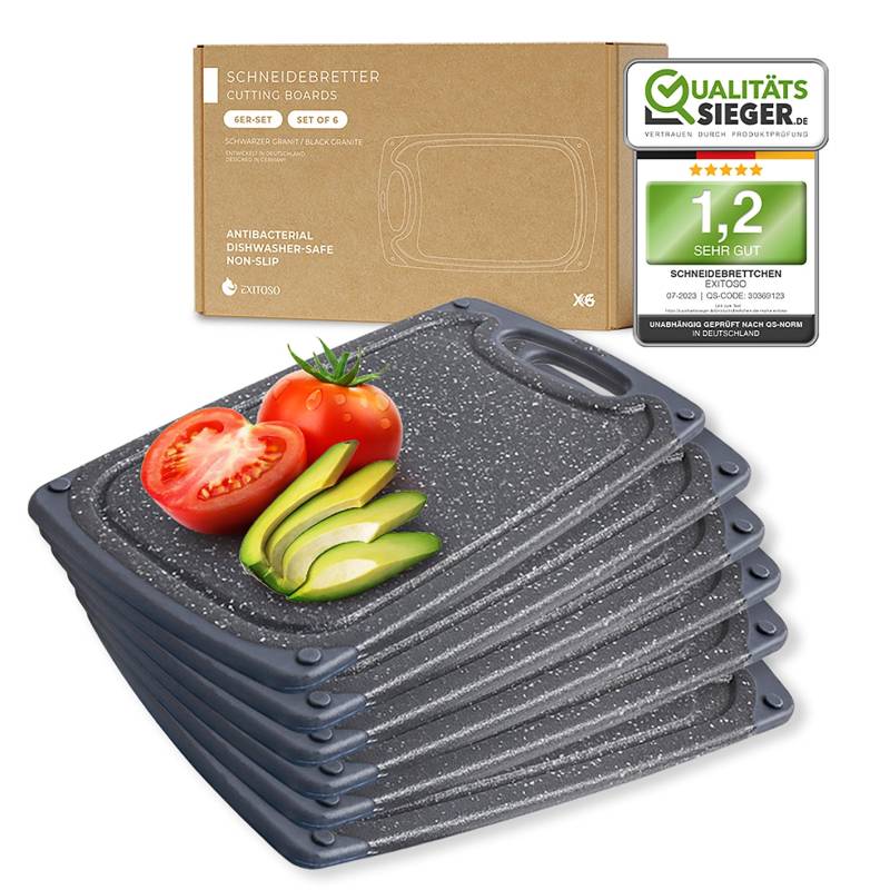 Frühstücksbrettchen - 6er-Set - Marmoroptik Schwarz von EXITOSO