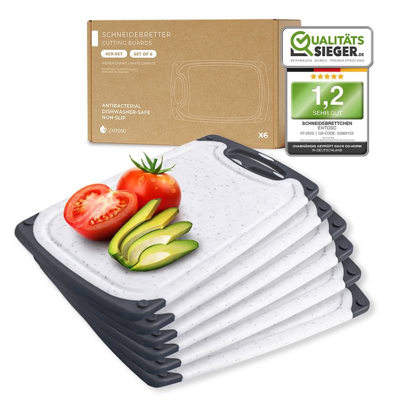 Frühstücksbrettchen - 6er-Set - Marmoroptik Weiß von EXITOSO
