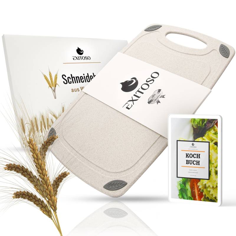 Schneidebrett aus PP-Material & Weizenstroh - Beige von EXITOSO