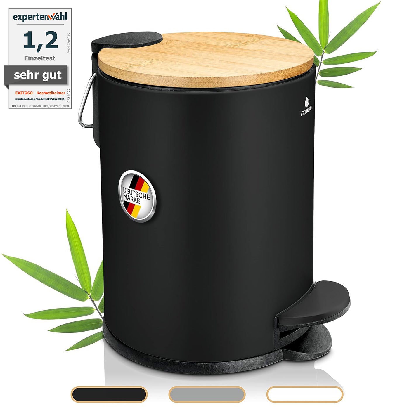 Tretmülleimer mit Softclose-Deckel - 3 l - Schwarz Tretmülleimer mit Softclose-Deckel - 3 l - Schwarz von EXITOSO