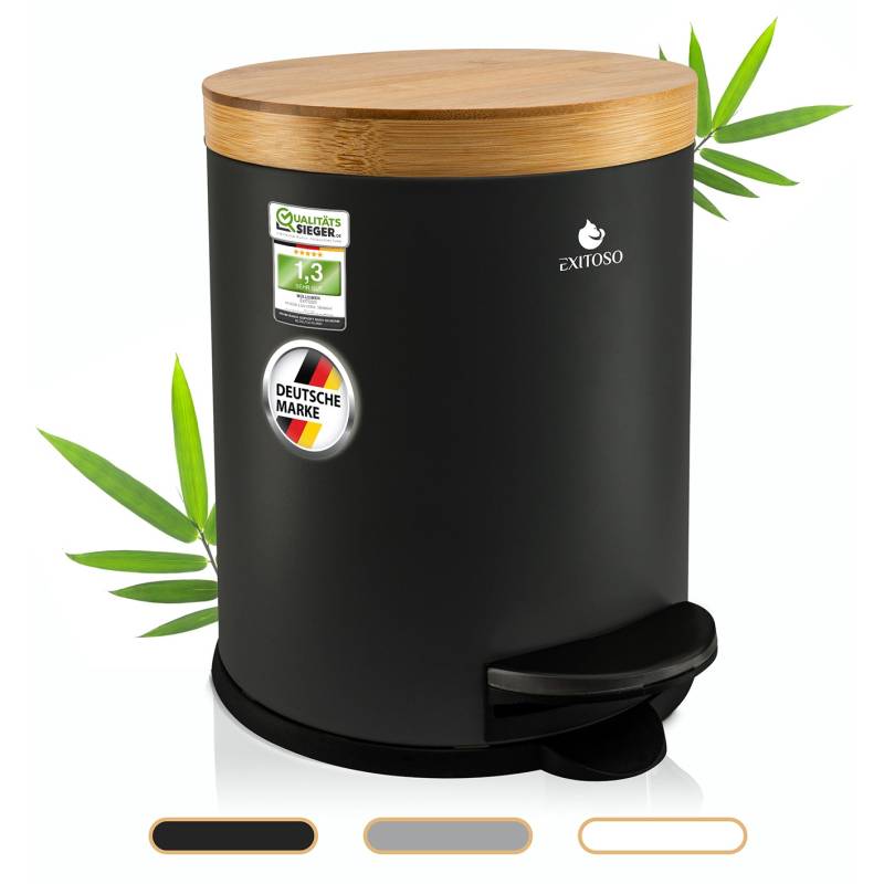 Tretmülleimer mit Softclose-Deckel - 5 l - Schwarz von EXITOSO