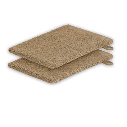 EXKLUSIV HEIMTEXTIL 2X Waschhandschuh 15 x 21 cm Sand 500 g von EXKLUSIV HEIMTEXTIL