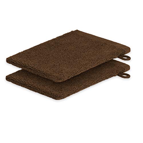 EXKLUSIV HEIMTEXTIL 2X Waschhandschuh 15 x 21 cm Schokobraun 500 g von EXKLUSIV HEIMTEXTIL