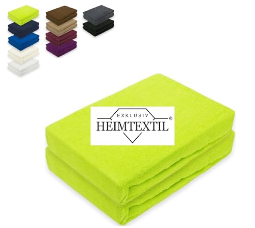 Doppelpack Frottee Spannbettlaken Premium Apfelgrün/Limette 90-100 x 200 cm von EXKLUSIV HEIMTEXTIL