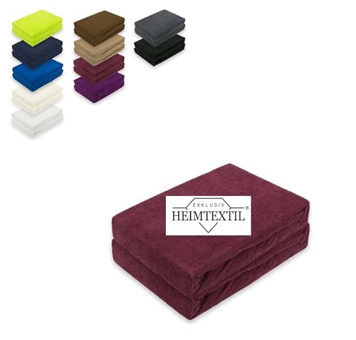 Doppelpack Frottee Spannbettlaken Premium Bordeaux 90-100 x 200 cm von EXKLUSIV HEIMTEXTIL