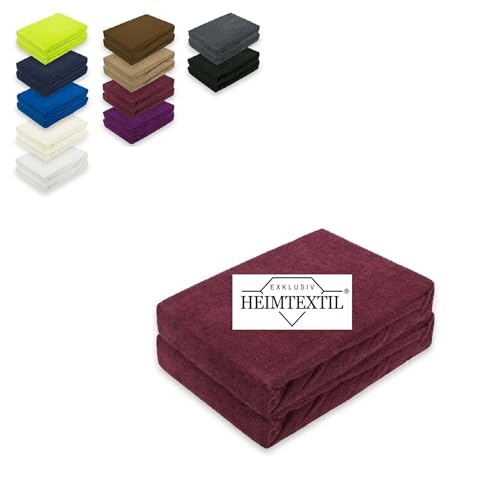 EXKLUSIV HEIMTEXTIL Frottee Spannbettlaken Premium Doppelpack 80% Baumwolle, 20% Polyester Öko - Tex Zertifiziert, Markenqualität, Matratzenhöhe bis 25 cm, Bordeaux 90-100 x 200 cm von EXKLUSIV HEIMTEXTIL