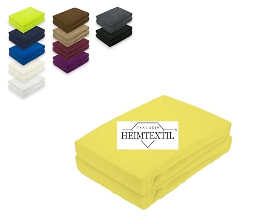 Doppelpack Frottee Spannbettlaken Premium Gelb 90-100 x 200 cm von EXKLUSIV HEIMTEXTIL