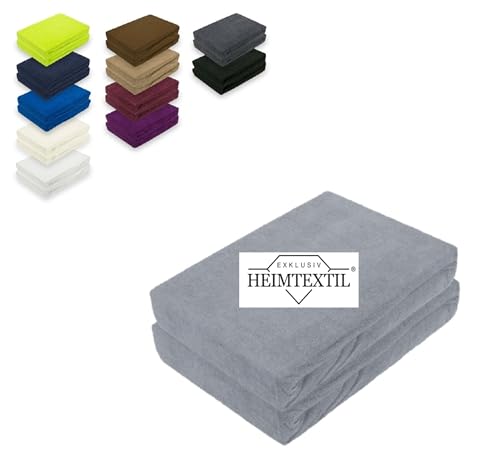 EXKLUSIV HEIMTEXTIL Doppelpack Frottee Spannbettlaken Premium Grau 140-160 x 200 cm von EXKLUSIV HEIMTEXTIL