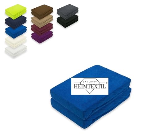 Doppelpack Frottee Spannbettlaken Premium Royalblau 90-100 x 200 cm von EXKLUSIV HEIMTEXTIL
