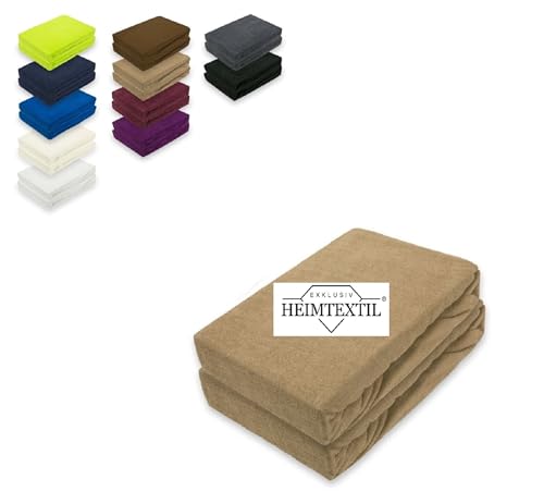 Doppelpack Frottee Spannbettlaken Premium Sand 90-100 x 200 cm von EXKLUSIV HEIMTEXTIL