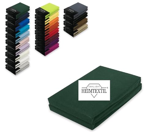 EXKLUSIV HEIMTEXTIL Doppelpack Jersey Marke Spannbettlaken 140-160 x 200 cm 100% Baumwolle Öko - Tex Zertifiziert, Markenqualität, Matratzenhöhe bis 25 cm, Dunkelgrün von EXKLUSIV HEIMTEXTIL