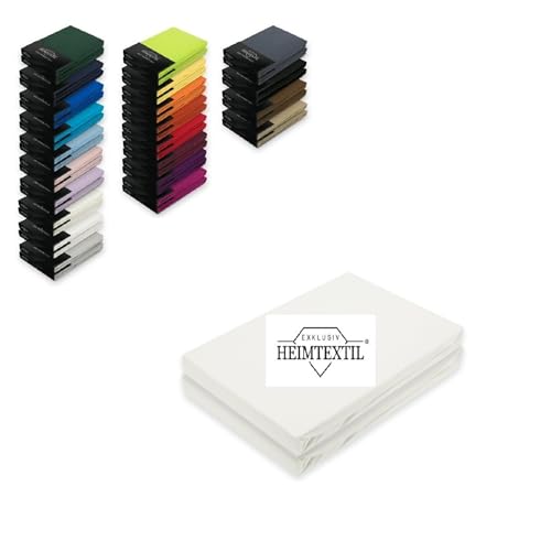 EXKLUSIV HEIMTEXTIL Doppelpack Jersey Spannbettlaken Premium Weiß 90-100 x 200 cm von EXKLUSIV HEIMTEXTIL