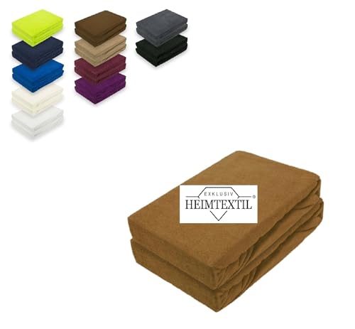 EXKLUSIV HEIMTEXTIL Doppelpack Marke Frottee Spannbettlaken 80% Baumwolle, 20% Polyester Öko - Tex Zertifiziert, Markenqualität, Matratzenhöhe bis 25 cm, Nougat 140 x 200 cm von EXKLUSIV HEIMTEXTIL