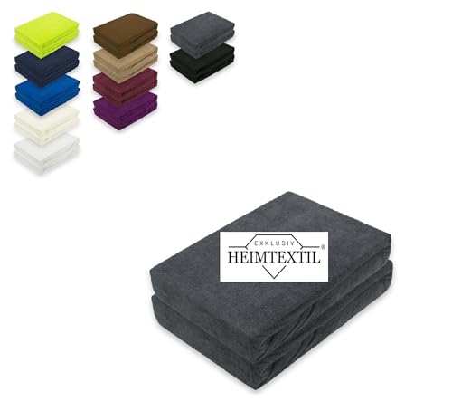 EXKLUSIV HEIMTEXTIL Doppelpack Marke Frottee Spannbettlaken 80% Baumwolle, 20% Polyester Öko - Tex Zertifiziert, Markenqualität, Matratzenhöhe bis 25 cm, Anthrazit 140 x 200 cm von EXKLUSIV HEIMTEXTIL