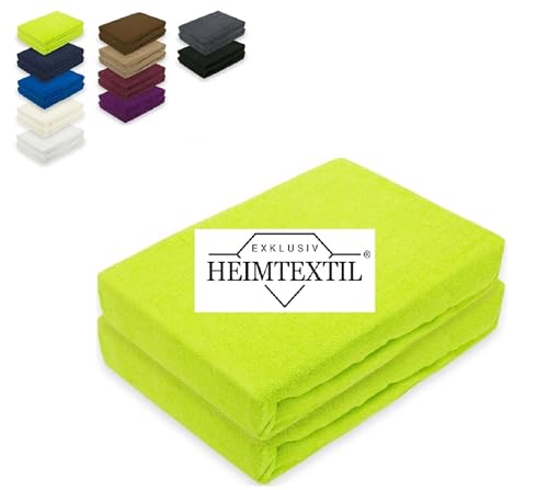 EXKLUSIV HEIMTEXTIL Doppelpack Marke Frottee Spannbettlaken 80% Baumwolle, 20% Polyester Öko - Tex Zertifiziert, Markenqualität, Matratzenhöhe bis 25 cm, Limette/Apfelgrün 90 x 200 cm von EXKLUSIV HEIMTEXTIL