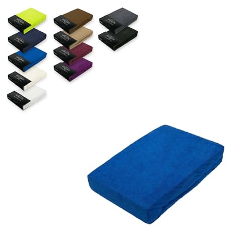EXKLUSIV HEIMTEXTIL Frottee Spannbettlaken 120 x 200 cm 80% Baumwolle, 20% Polyester Öko - Tex Zertifiziert, Markenqualität, Matratzenhöhe bis 25 cm, Royalblau von EXKLUSIV HEIMTEXTIL