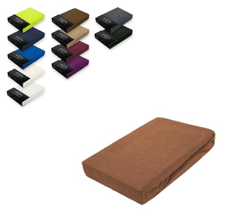 EXKLUSIV HEIMTEXTIL Frottee Spannbettlaken 200 x 220 cm 80% Baumwolle, 20% Polyester Öko - Tex Zertifiziert, Markenqualität, Matratzenhöhe bis 35 cm, Nougat von EXKLUSIV HEIMTEXTIL