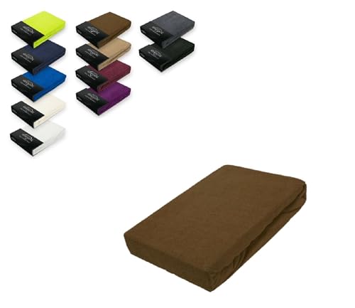 EXKLUSIV HEIMTEXTIL Frottee Spannbettlaken 200 x 220 cm 80% Baumwolle, 20% Polyester Öko - Tex Zertifiziert, Markenqualität, Matratzenhöhe bis 35 cm, Schokobraun von EXKLUSIV HEIMTEXTIL