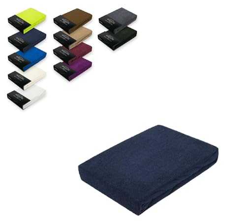EXKLUSIV HEIMTEXTIL Frottee Spannbettlaken 60-70 x 140 cm 80% Baumwolle, 20% Polyester Öko - Tex Zertifiziert, Markenqualität, Matratzenhöhe bis 10 cm, Navyblau von EXKLUSIV HEIMTEXTIL