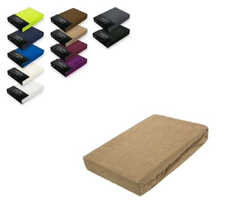 EXKLUSIV HEIMTEXTIL Frottee Spannbettlaken 90-100 x 200 cm 80% Baumwolle, 20% Polyester Öko - Tex Zertifiziert, Markenqualität, Matratzenhöhe bis 25 cm, Sand von EXKLUSIV HEIMTEXTIL