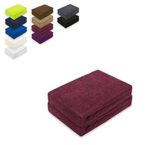 EXKLUSIV HEIMTEXTIL Frottee Spannbettlaken Doppelpack 140-160 x 200 cm Bordeaux von EXKLUSIV HEIMTEXTIL