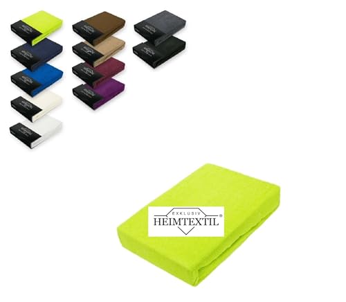 Exklusiv Heimtextil Frottee Spannbettlaken Marke 120 x 200 cm 80% Baumwolle, 20% Polyester Öko - Tex Zertifiziert, Markenqualität, Matratzenhöhe bis 25 cm, Apfelgrün/Limette von EXKLUSIV HEIMTEXTIL