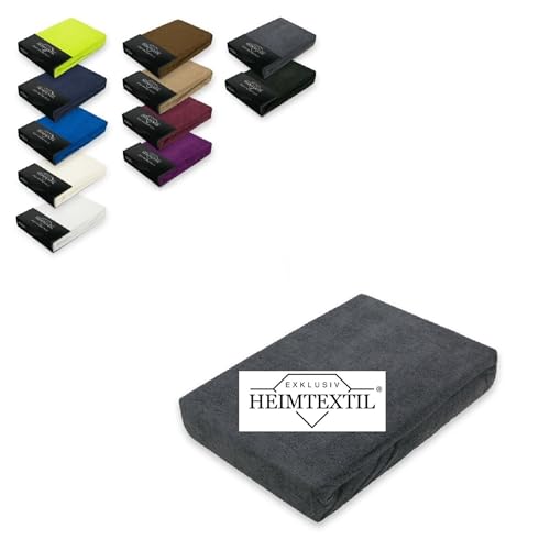 Exklusiv Heimtextil Frottee Spannbettlaken Marke 140-160 x 200 cm 80% Baumwolle, 20% Polyester Öko - Tex Zertifiziert, Markenqualität, Matratzenhöhe bis 25 cm, Anthrazit von EXKLUSIV HEIMTEXTIL