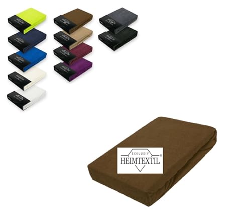Exklusiv Heimtextil Frottee Spannbettlaken Marke 140-160 x 200 cm 80% Baumwolle, 20% Polyester Öko - Tex Zertifiziert, Markenqualität, Matratzenhöhe bis 25 cm, Schokobraun von EXKLUSIV HEIMTEXTIL