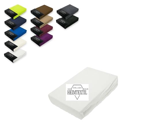 Exklusiv Heimtextil Frottee Spannbettlaken Marke 140-160 x 200 cm 80% Baumwolle, 20% Polyester Öko - Tex Zertifiziert, Markenqualität, Matratzenhöhe bis 25 cm, Weiß von EXKLUSIV HEIMTEXTIL