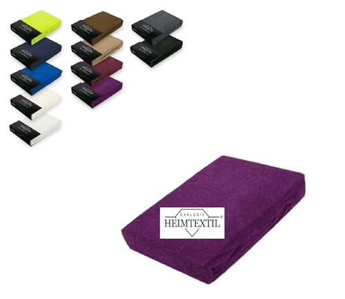 Exklusiv Heimtextil Frottee Spannbettlaken Marke 180-200 x 200 cm 80% Baumwolle, 20% Polyester Öko - Tex Zertifiziert, Markenqualität, Matratzenhöhe bis 25 cm, Lila von EXKLUSIV HEIMTEXTIL