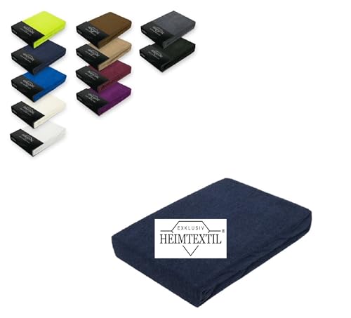 Exklusiv Heimtextil Frottee Spannbettlaken Marke 60-70 x 140 cm 80% Baumwolle, 20% Polyester Öko - Tex Zertifiziert, Markenqualität, Matratzenhöhe bis 10 cm, Navyblau von EXKLUSIV HEIMTEXTIL